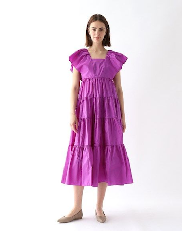 シルクタフタ ティアードワンピース