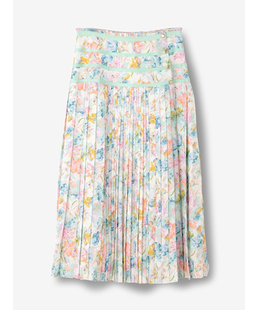 プリントプリーツ巻きスカート