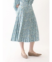 小花柄ボタンプリーツスカート