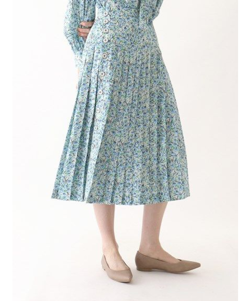 小花柄ボタンプリーツスカート