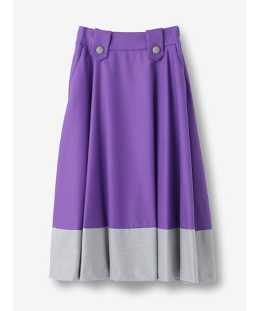 ウールフラノ 配色フレアスカート