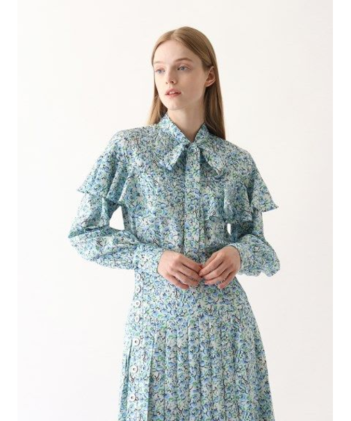 小花柄フリルブラウス