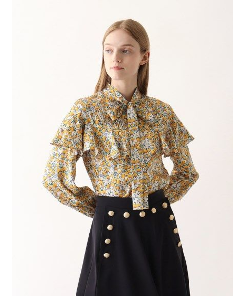 小花柄フリルブラウス