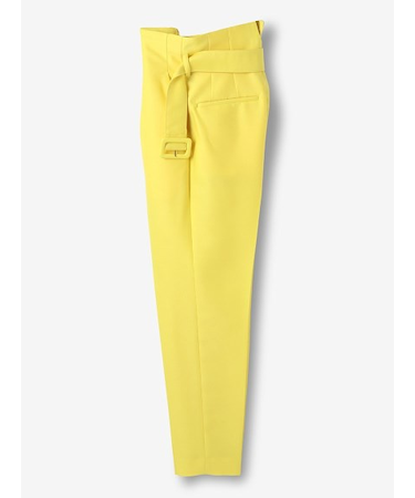 ウールシルク ジップ付タックパンツ