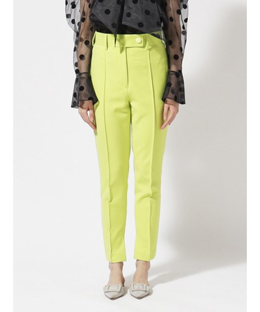 ドットボタン ピンタックテーパードパンツ