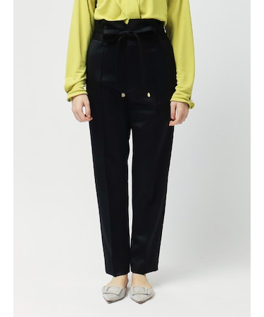 ウールサテン ウエストリボンパンツ