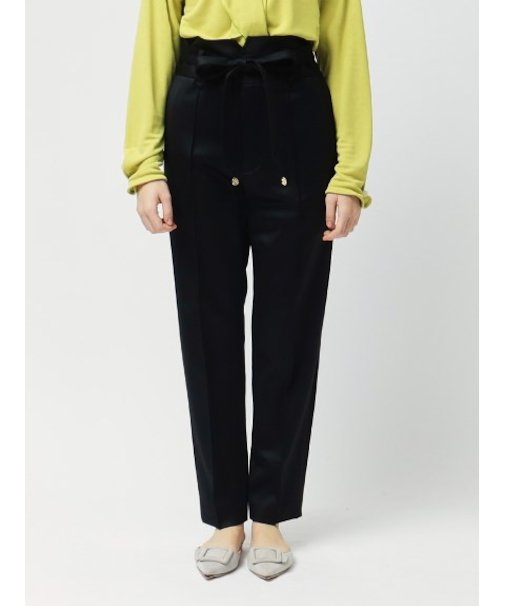 ウールサテン ウエストリボンパンツ