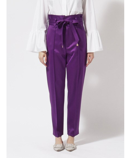 ウールサテン ウエストリボンパンツ