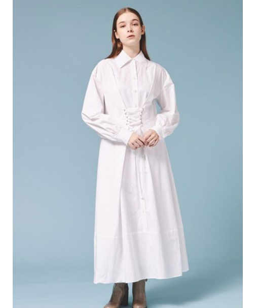 レースアップシャツワンピース