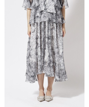 フラワー柄 フレアスカート