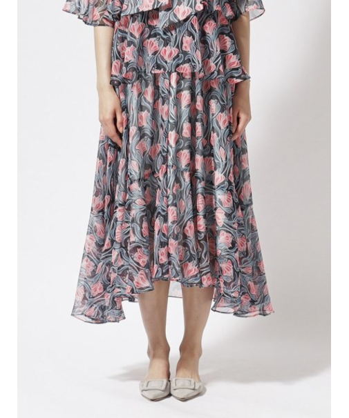 フラワー柄 フレアスカート