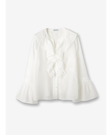 シルクコットン ラッフルブラウス