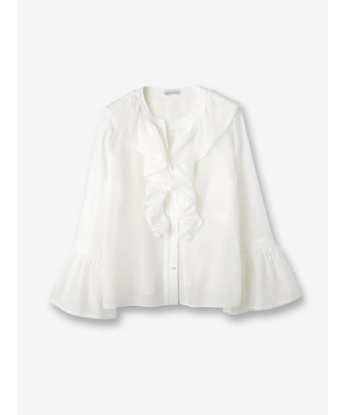 シルクコットン ラッフルブラウス