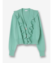 コットンカシミヤ ビジュー付Vネックカーディガン