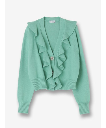 コットンカシミヤ ビジュー付Vネックカーディガン