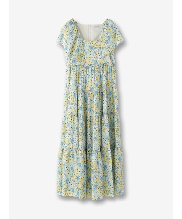 フラワー柄 ティアードワンピース