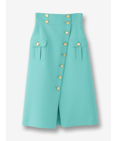 ゴールドボタン ラップ風スカート