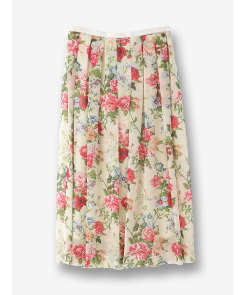 フラワー柄 タックフレアスカート