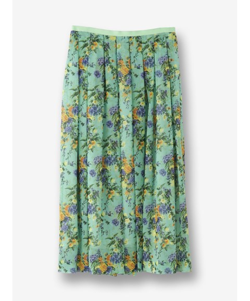 フラワー柄 タックフレアスカート