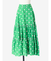 リネン ドットプリントティアードスカート