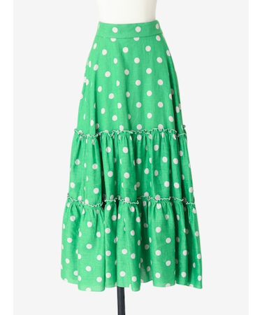 リネン ドットプリントティアードスカート