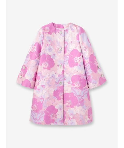 フラワー柄ジャカードノーカラーコート