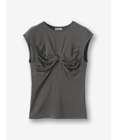 コンシャスギャザーノースリーブトップ