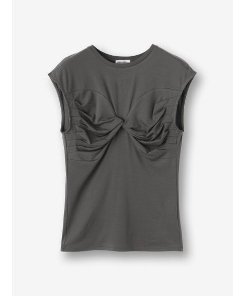 コンシャスギャザーノースリーブトップ