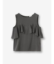 サークルフリルノースリーブカットソー