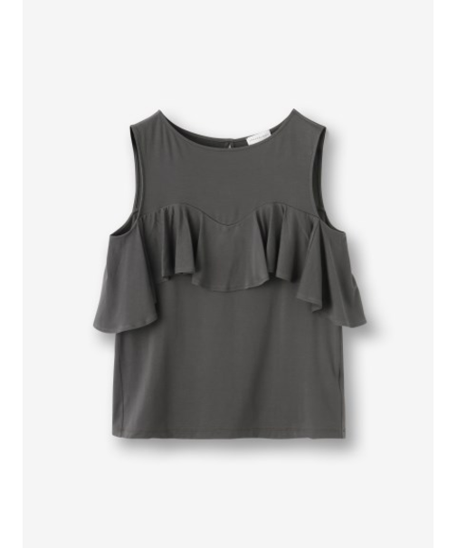 サークルフリルノースリーブカットソー