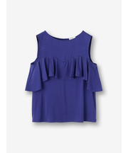 サークルフリルノースリーブカットソー