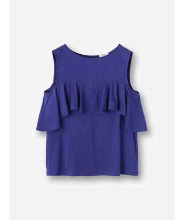 サークルフリルノースリーブカットソー