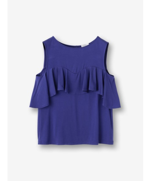 サークルフリルノースリーブカットソー