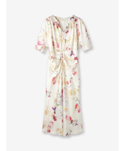 フラワー柄ウエストシャーリング ワンピース