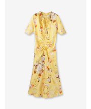 フラワー柄ウエストシャーリング ワンピース