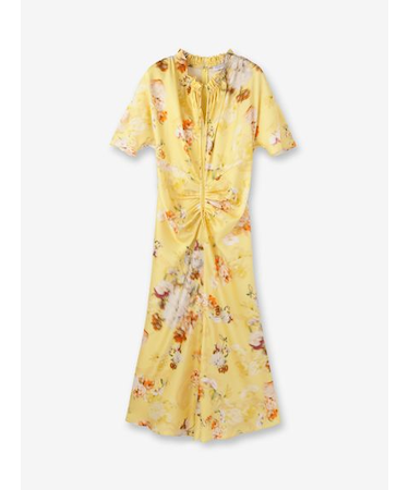 フラワー柄ウエストシャーリング ワンピース