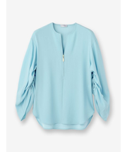 バックサテンジョーゼット ジップアップトップス