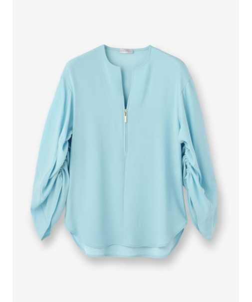 バックサテンジョーゼット ジップアップトップス