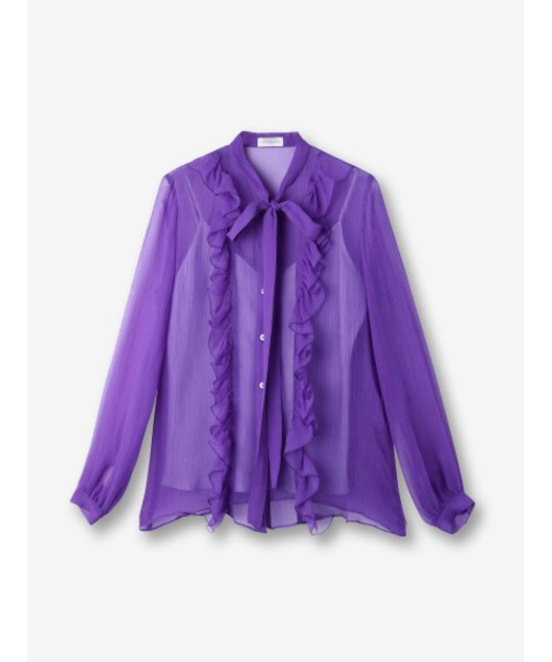 シルク楊柳シフォン ボウタイブラウス