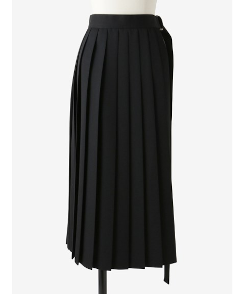 ウール サイドオープンプリーツ ベルトスカート