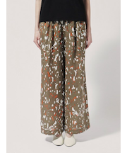 リネン プリント柄 ワイドイージーパンツ