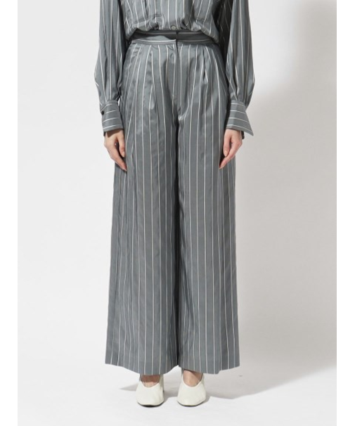 シルク ストライプワイドパンツ