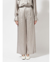 シルク ストライプワイドパンツ