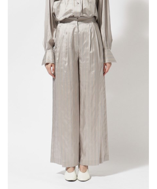 シルク ストライプワイドパンツ