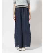 リネン バンドウエストワイドパンツ