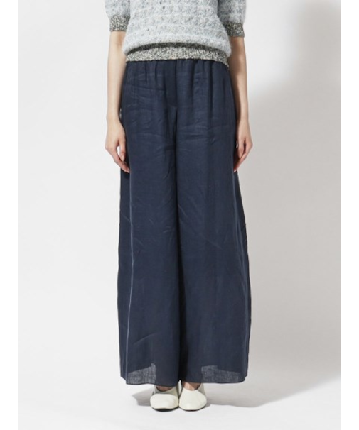 リネン バンドウエストワイドパンツ