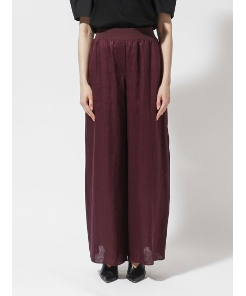 リネン バンドウエストワイドパンツ