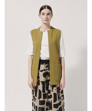 ショート丈 ラウンドヘム ニットジレ