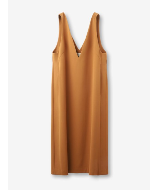 バックサテンVネックワンピース