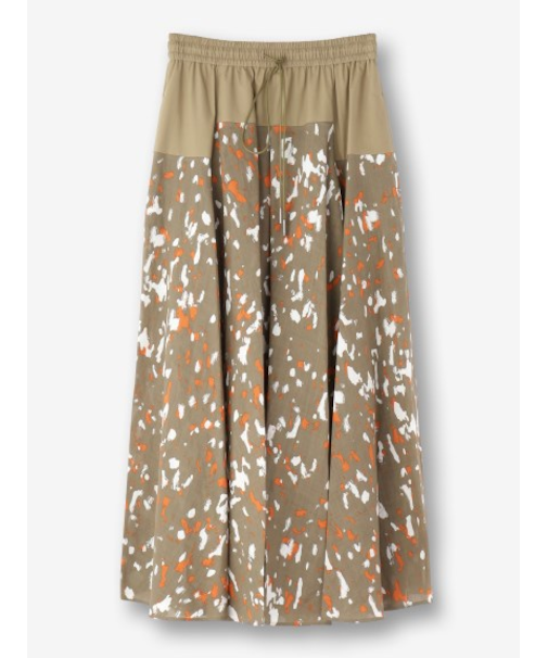 リネン プリント柄 フレアスカート